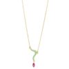 O2 420K mint cream fuchsia Κολιέ από ασήμι 925 κύμα με βεραμάν σμάλτο Ο2 420Κ watchbox.gr