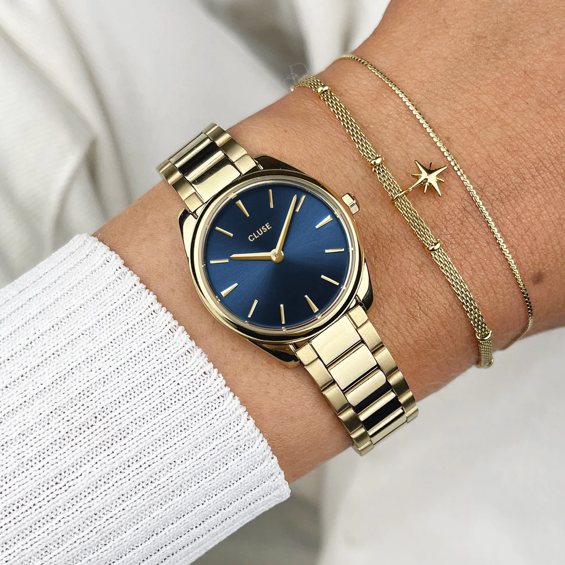 Ρολόι Cluse Féroce Mini Steel Blue - Gold Colour CW11704 4 Ρολόι Cluse Féroce Mini Steel Blue - Gold Colour CW11704 - Image 2