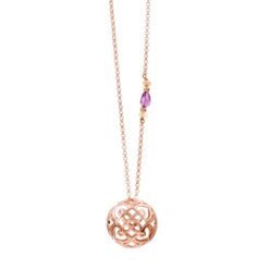 Κολιέ ροζ χρύσωμα mandala flower Ο2 702ΕΡ