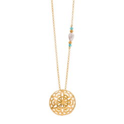 Κολιέ επίχρυσο mandala flower Ο2 704ΕΚ