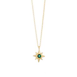 Κολιέ από ασήμι 925 Moon And Stars αστέρι πράσινο O1 115K