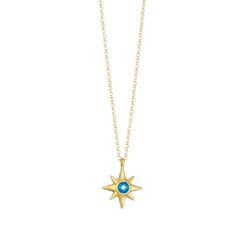Κολιέ από ασήμι 925 Moon And Stars αστέρι γαλάζιο O1 115K