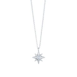 Κολιέ από ασήμι 925 Moon And Stars αστέρι λευκό O1 115L