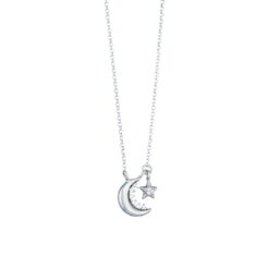 Κολιέ από ασήμι 925 Moon And Stars φεγγάρι - αστέρι O2 110L