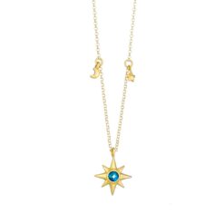 Κολιέ σε ασήμι 925 Moon And Stars αστέρι μπλε O2 115K