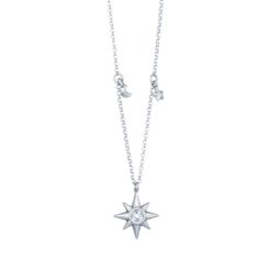 Κολιέ σε ασήμι 925 Moon And Stars αστέρι λευκό O2 115L