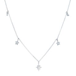 Κολιέ από ασήμι 925 Moon And Stars αλυσίδα ασημί O2 125L
