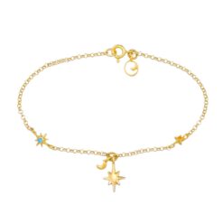 Βραχιόλι από ασήμι 925 Moon And Stars αστέρι χρυσό O3 125K
