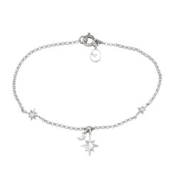 Βραχιόλι από ασήμι 925 Moon And Stars αστέρι ασημί O3 125L