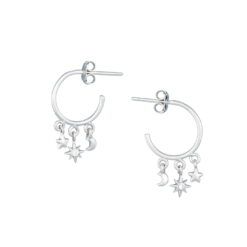 Σκουλαρίκια από ασήμι 925 Moon And Stars ασημί O9 117L