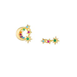 Σκουλαρίκια ασήμι 925 Moon And Stars σε χρυσό O9 122K