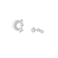 Σκουλαρίκια ασήμι 925 Moon And Stars σε ασημί O9 122L