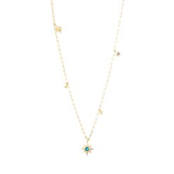 Alternative view of Κολιέ από ασήμι 925 Moon And Stars αλυσίδα χρυσή O2 115K