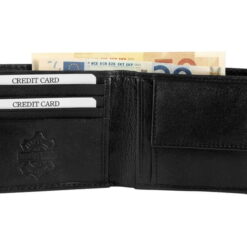 Ανδρικό πορτοφόλι δερμάτινο με θήκες καρτών και μπρελόκ σε μαύρο χρώμα 6 image 3040004 001 3 1 Ανδρικό πορτοφόλι δερμάτινο με θήκες καρτών και μπρελόκ σε μαύρο χρώμα watchbox.gr