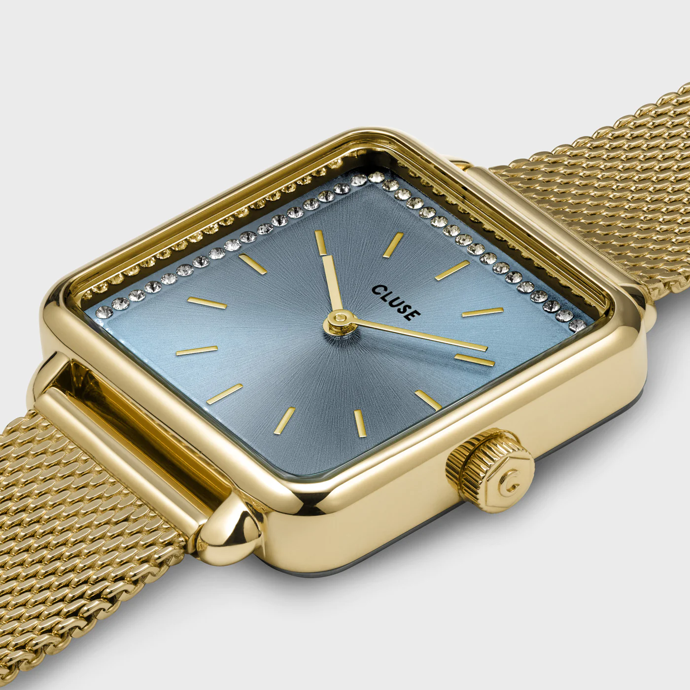 Ρολόι Cluse La Tétragone Mesh Stones Light Blue - Gold Colour CW10310 5 Ρολόι Cluse La Tétragone Mesh Stones Light Blue - Gold Colour CW10310 - Image 3