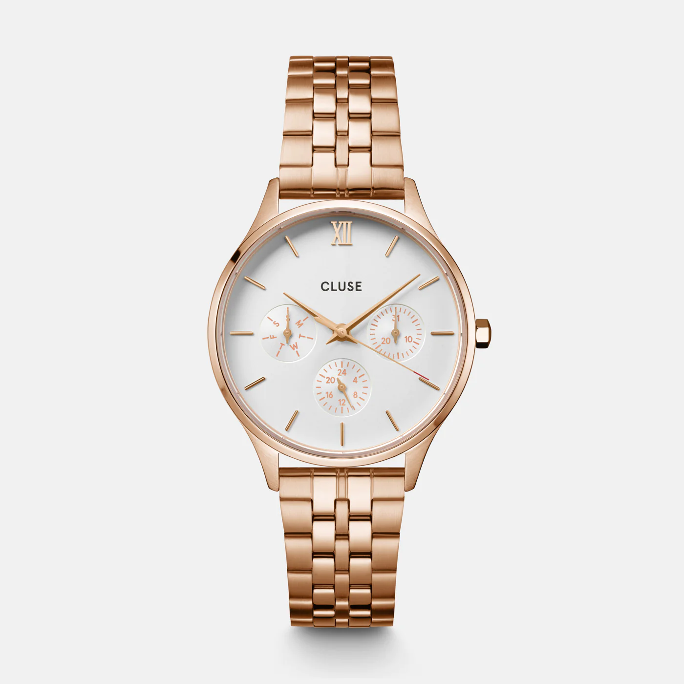 Ρολόι Cluse Minuit Multifunction White Steel - Rose Gold Colour CW10702 3 Ρολόι Cluse Minuit Multifunction White Steel - Rose Gold Colour CW10702