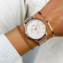 Alternative view of Ρολόι Cluse Minuit Multifunction White Steel - Rose Gold Colour CW10702