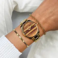 Alternative view of Ρολόι Cluse Féroce Petite Steel Tiger's Eye Gold Colour CW11218