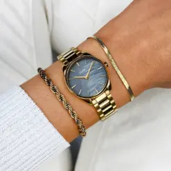 Alternative view of Ρολόι Cluse Féroce Mini Steel Blue Pearl Gold Colour CW11707