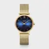 CW10202 frontal Ρολόι Cluse Minuit Mesh Deep Blue Gold Colour CW10202 watchbox.gr
