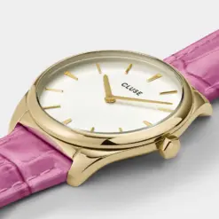 CW11213 detail Ρολόι Cluse Féroce Petite Leather Croco Pink Gold Colour CW11213 watchbox.gr