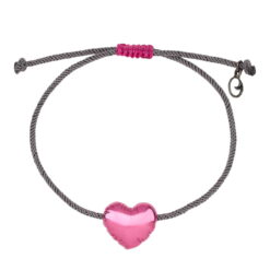 Βραχιόλι heart balloon από ασήμι 925 καρδιά με magenta νανοκεραμική βαφή 03 551Ν