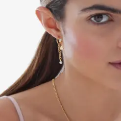 sincerely gold plated doble hoop earring with heart and pearl 1 conv Σκουλαρίκια Victoria Cruz από ασήμι 925 με καρδιές A4751-OODT watchbox.gr