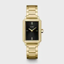 Ρολόι Cluse Fluette All Steel - Circular Texture Black - Gold Colour