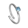ryver rhodium plated adjustable ring with aquamarine crystal in circle shape conv Δαχτυλίδι Victoria Cruz από ασήμι 925 με aquamarine A4423-10HA watchbox.gr