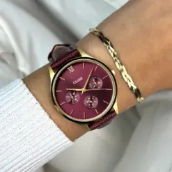 Alternative view of Ρολόι Cluse Minuit Multifunction Leather Dark Cherry Lizard Gold Colour CW10706