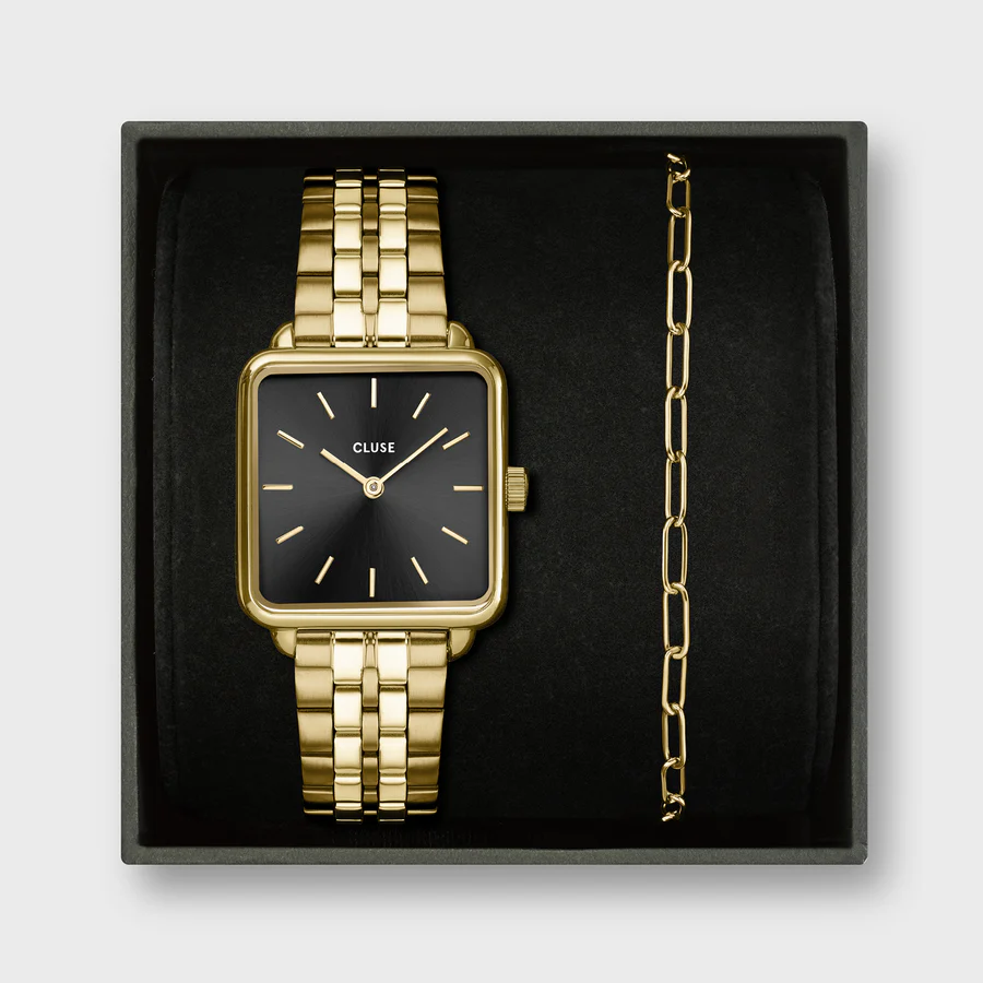 Ρολόι Cluse Gift Box La Tétragone Black Steel Watch & Paperclip Chain Bracelet CG10325 3 Ρολόι Cluse Gift Box La Tétragone Black Steel Watch & Paperclip Chain Bracelet CG10325