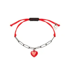 Βραχιόλι heart balloon από ασήμι 925 με κόκκινη νανοκεραμική βαφή Ο3 550Ν