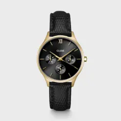 Ρολόι Cluse Minuit Multifunction, Black Lizard, Gold Colour CW10708