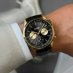 Alternative view of Ρολόι Cluse Anthéor Multifunction Leather, Full Black, Gold Colour CW21004