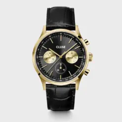 Ρολόι Cluse Anthéor Multifunction Leather, Full Black, Gold Colour CW21004