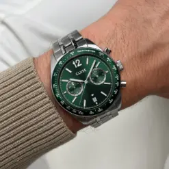 Ρολόι Cluse Aravis Dual Timer Steel, Green, Silver Colour CW25602 10 CW25602 SQ Ρολόι Cluse Aravis Dual Timer Steel, Green, Silver Colour CW25602 watchbox.gr