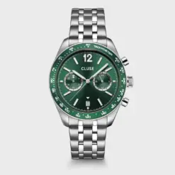 Ρολόι Cluse Aravis Dual Timer Steel, Green, Silver Colour CW25602